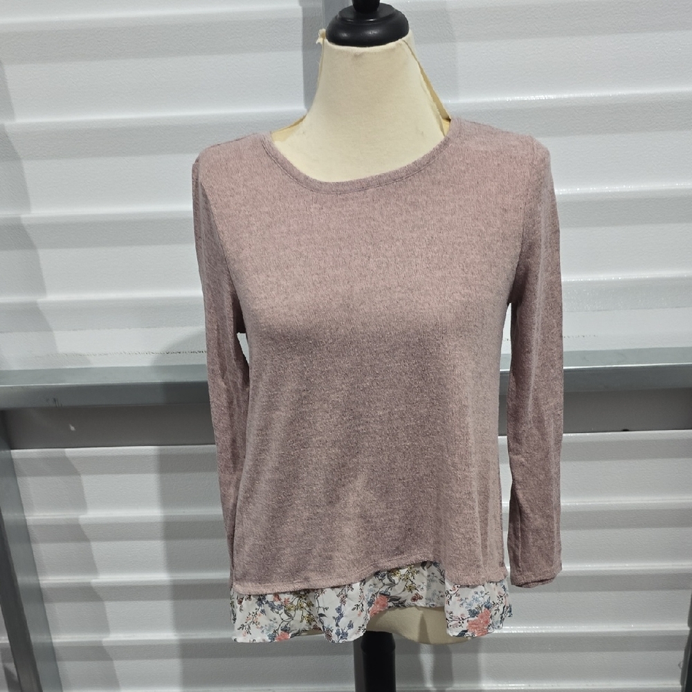 Massini Pink Long Sleeve Asymmetrical Blouse Size Medium